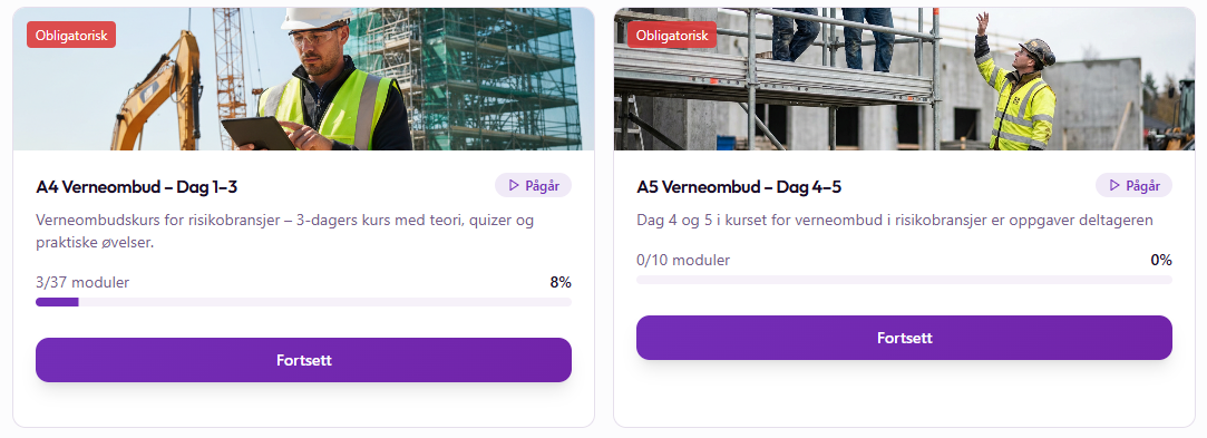 Min kursoversikt